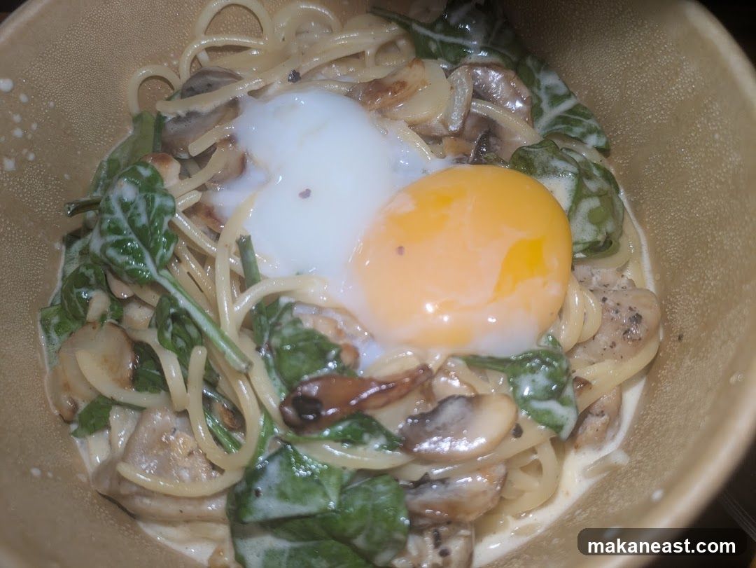 Spaghetti with Egg and Mushrooms