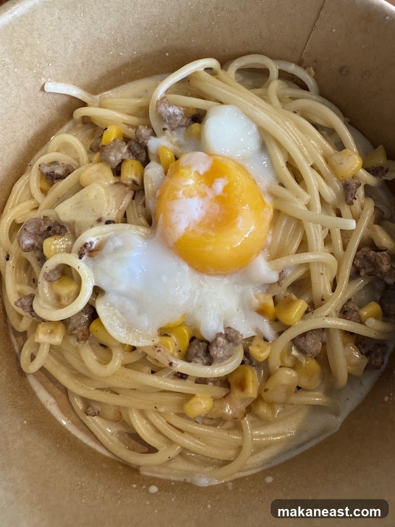 Spaghetti with Egg and Corn