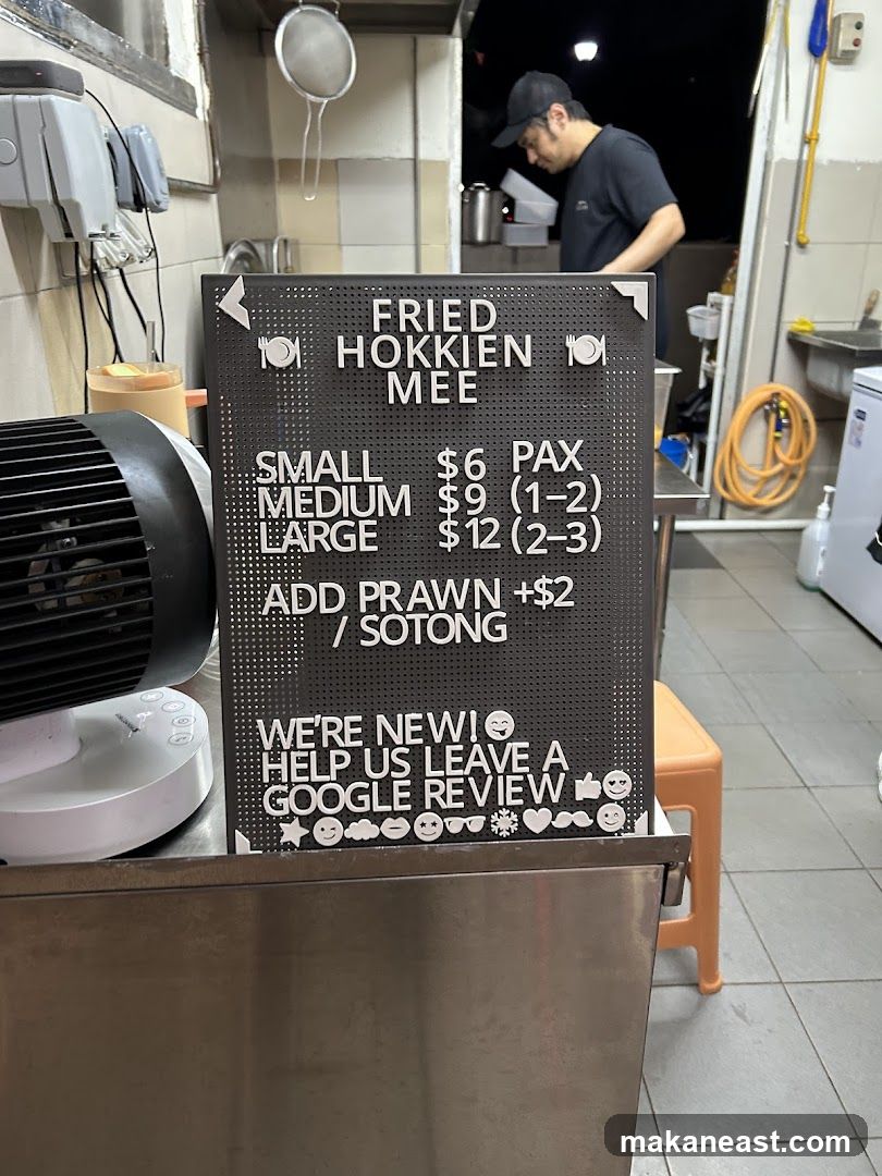 Fried Hokkien Mee Menu