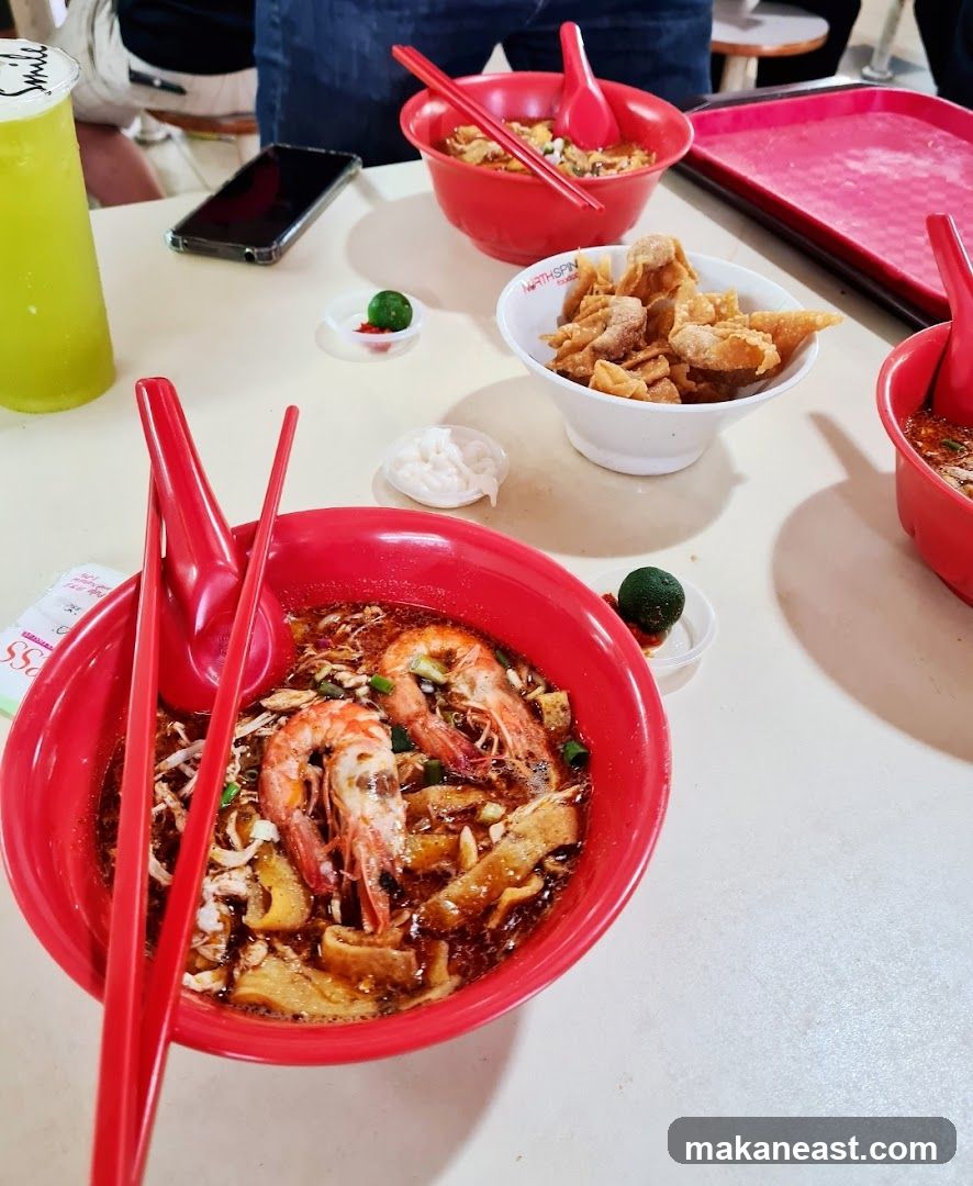 Noodle Soup with Shrimp and Fried Wontons