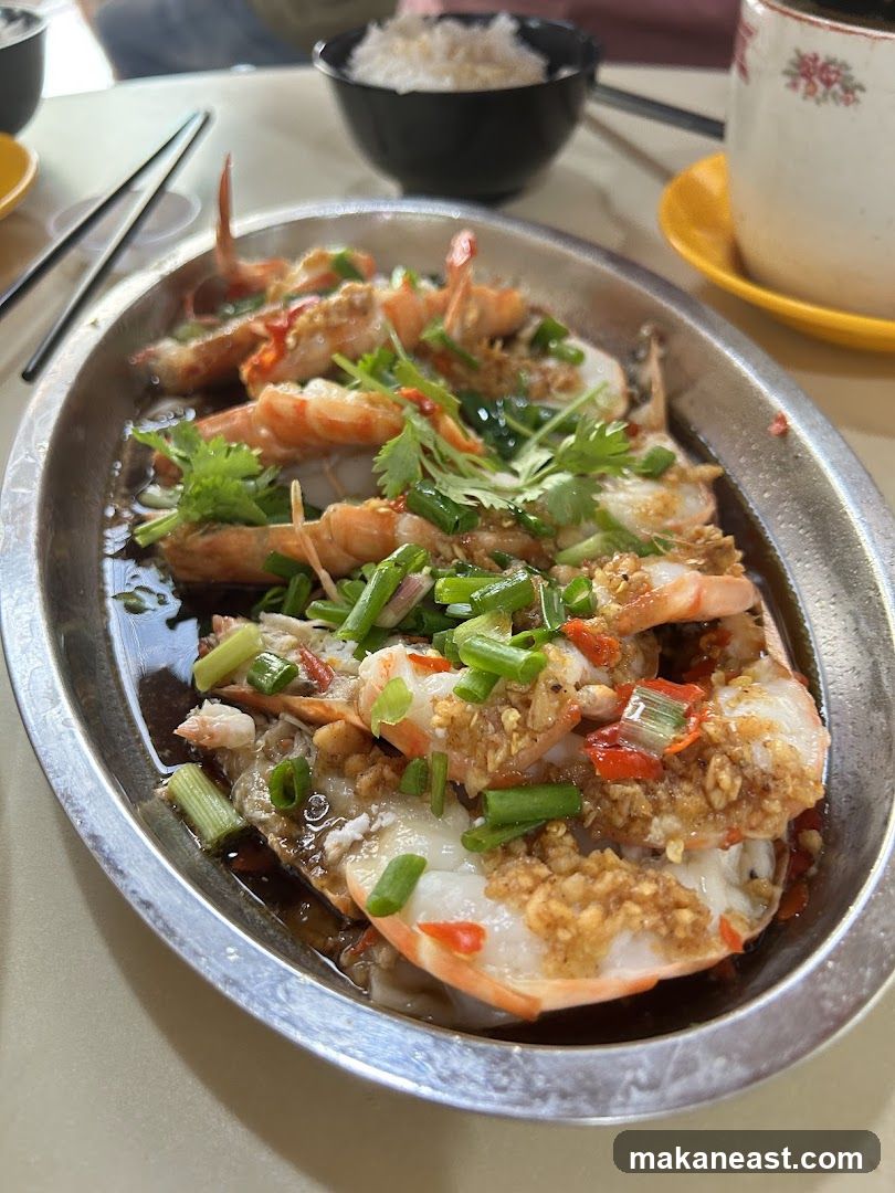 Steamed Prawns with Garlic and Scallions