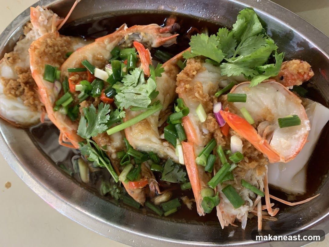 Steamed Prawns with Garlic and Scallions