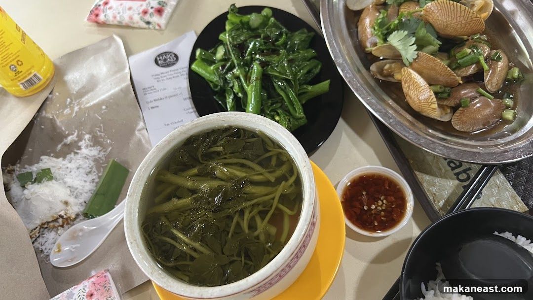 Food spread with receipt