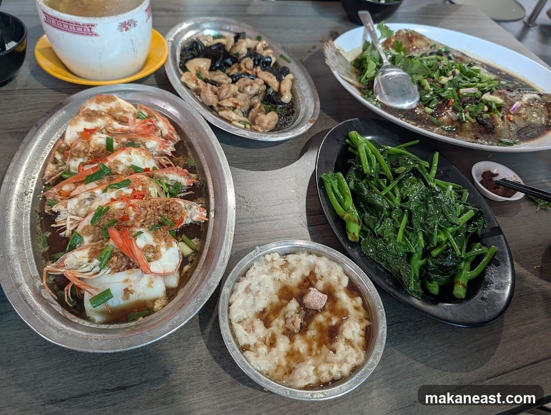 Steamed Prawns and Other Dishes
