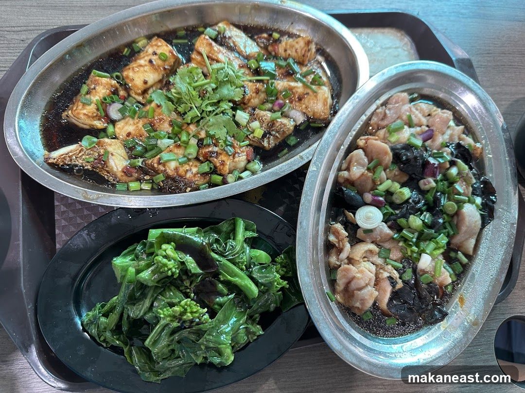 Three dishes of food