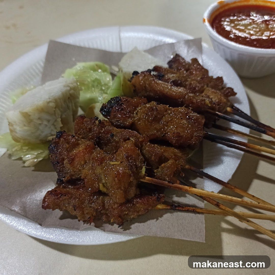 Satay with Rice Cakes and Cucumber