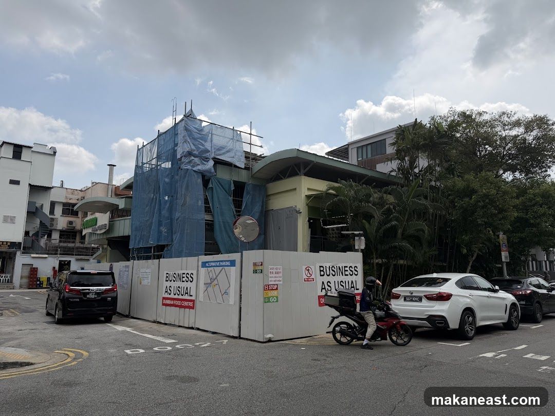 Construction Site with "Business As Usual" Signage