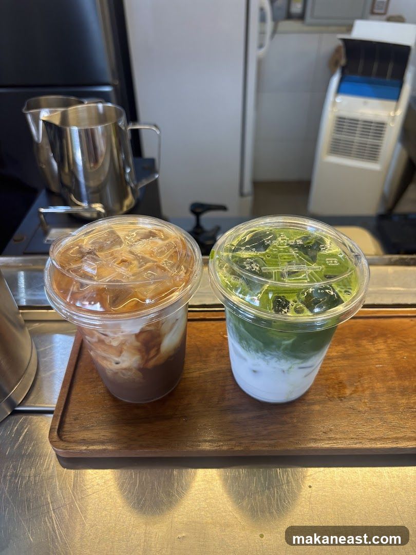 Iced Coffee and Matcha Latte