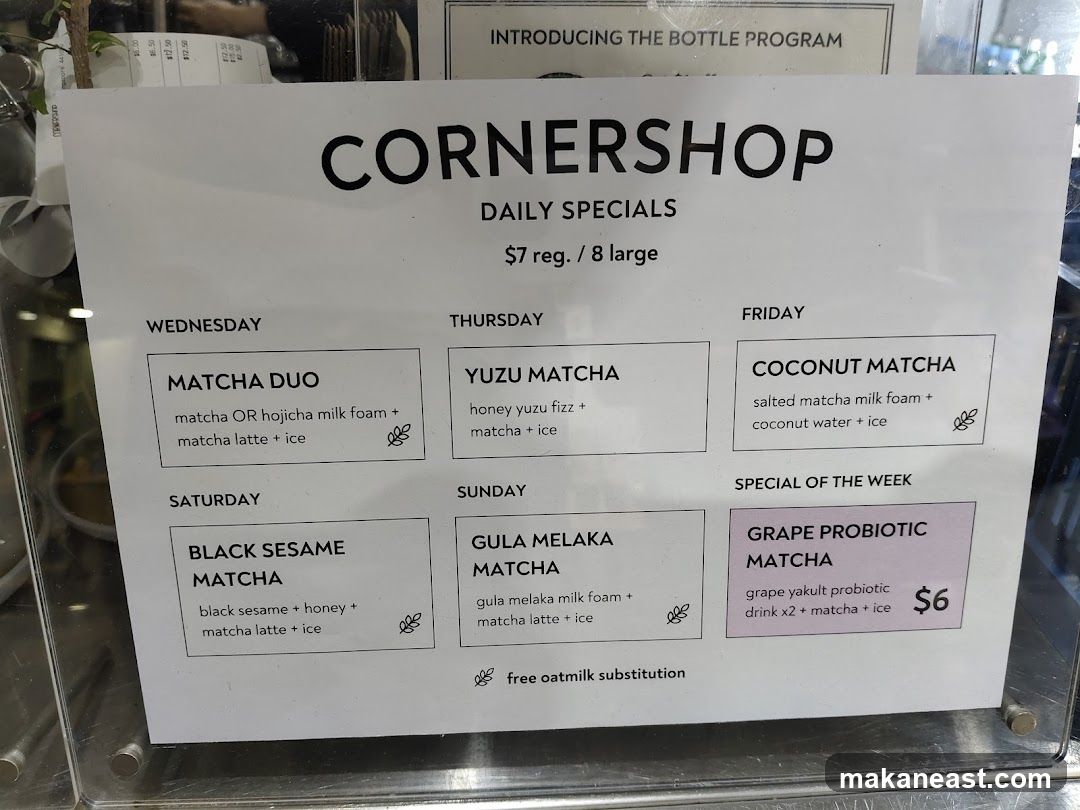 CORNERSHOP DAILY SPECIALS