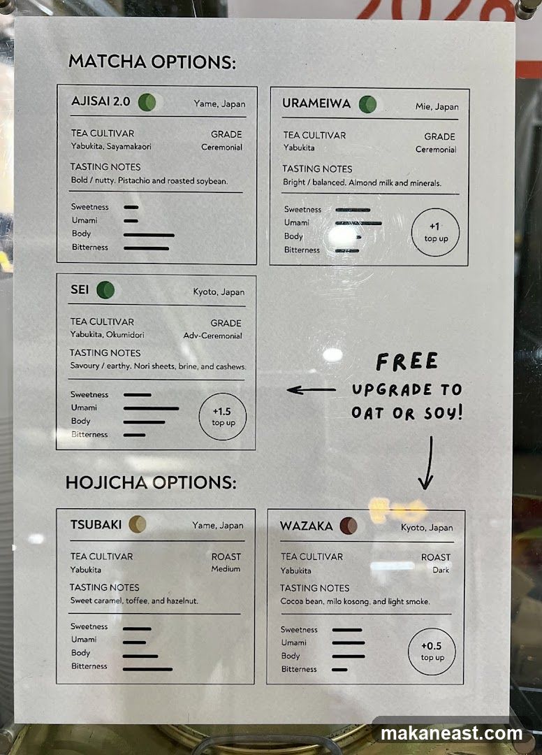 Matcha and Hojicha Options