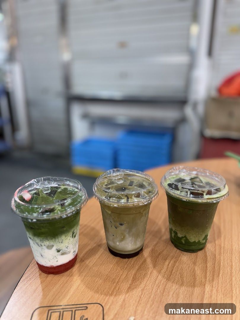 Three Iced Matcha Drinks