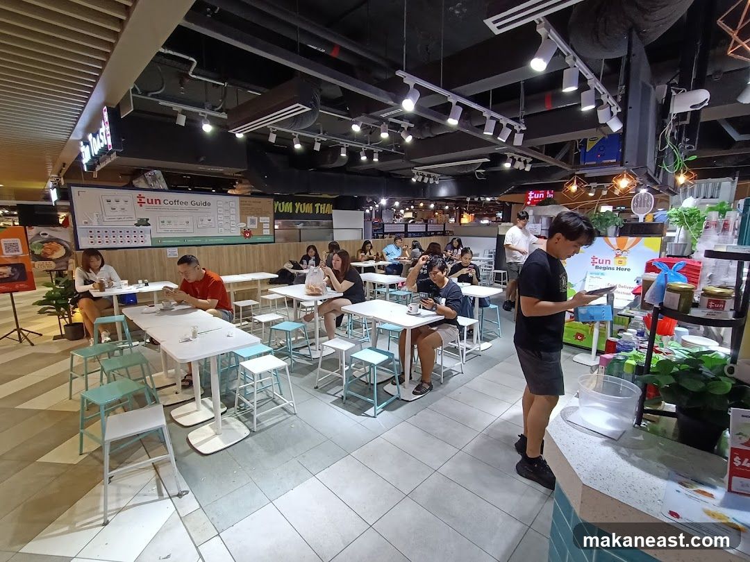 Food court with patrons