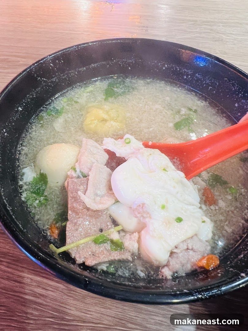 Bowl of Soup with Meat and Egg