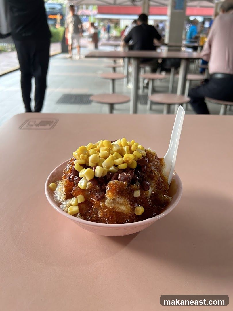 Shaved Ice Dessert with Corn and Red Beans