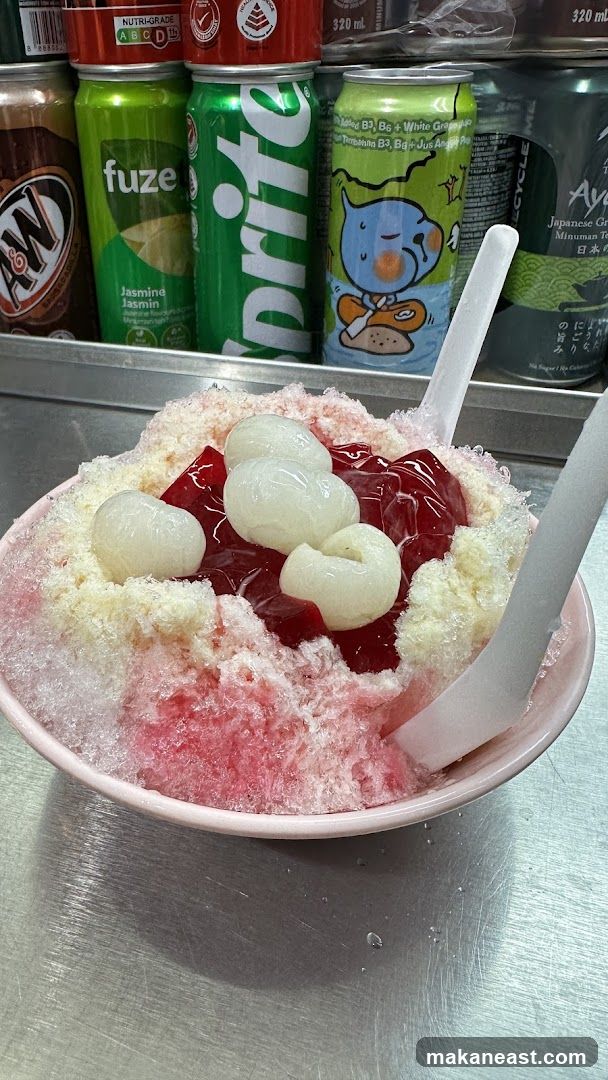 Shaved Ice Dessert with Lychee and Jelly