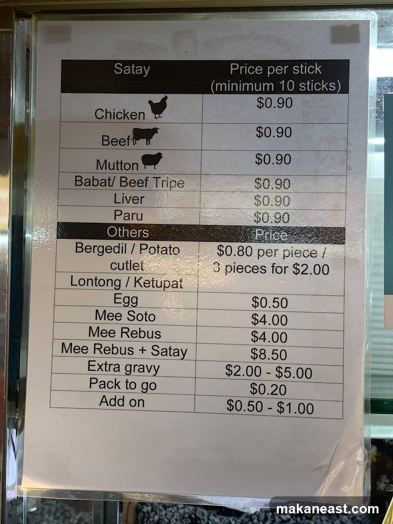 Satay and Others Menu
