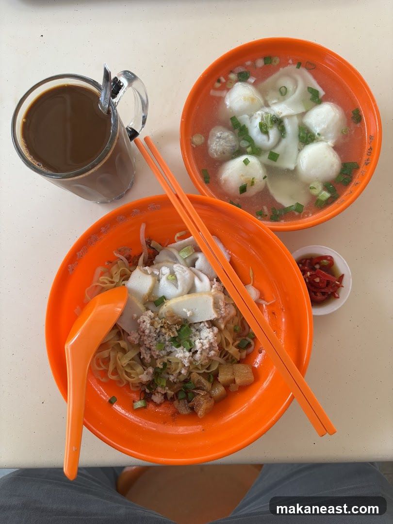 Noodles and Soup with Coffee
