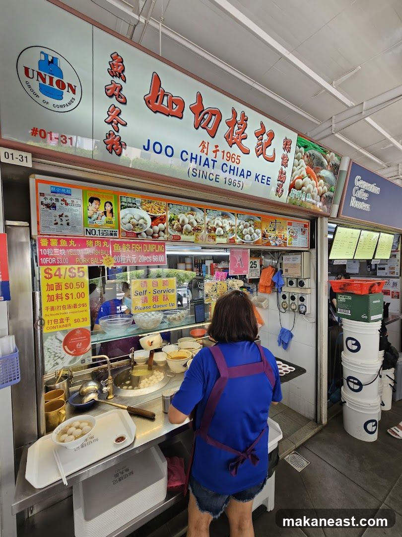 Food stall with fish dumplings