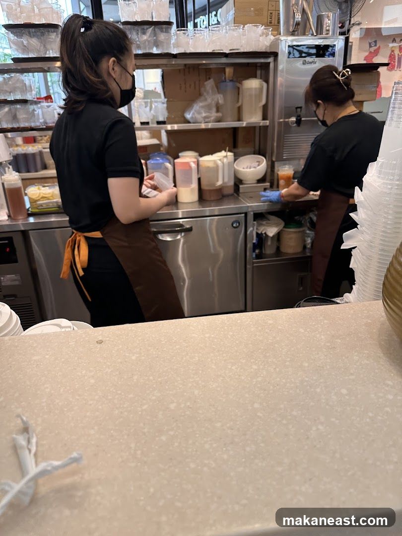 Staff preparing drinks