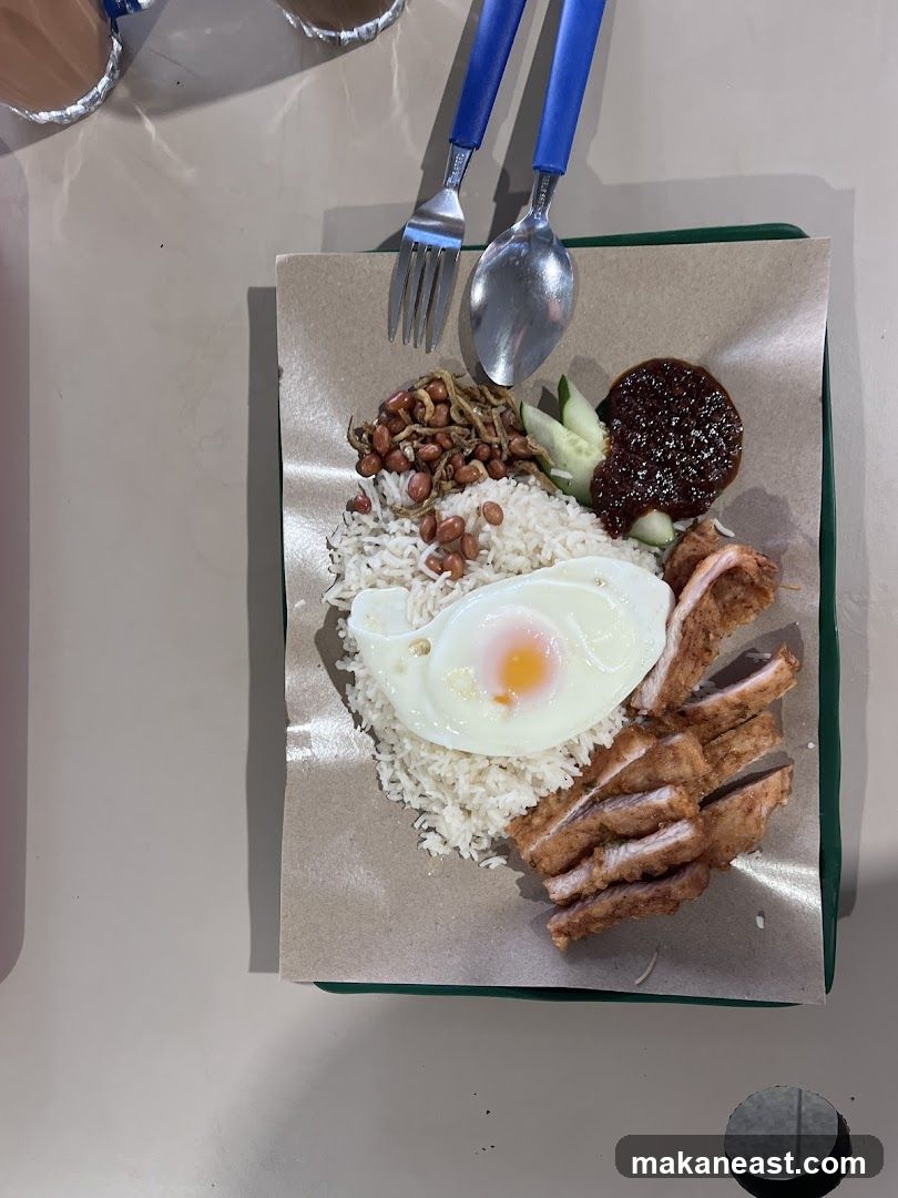 Nasi Lemak with Fried Chicken