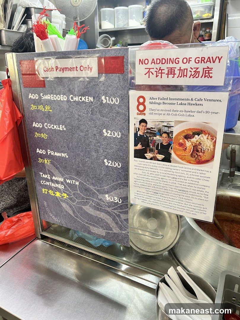Laksa Hawker Menu and Story