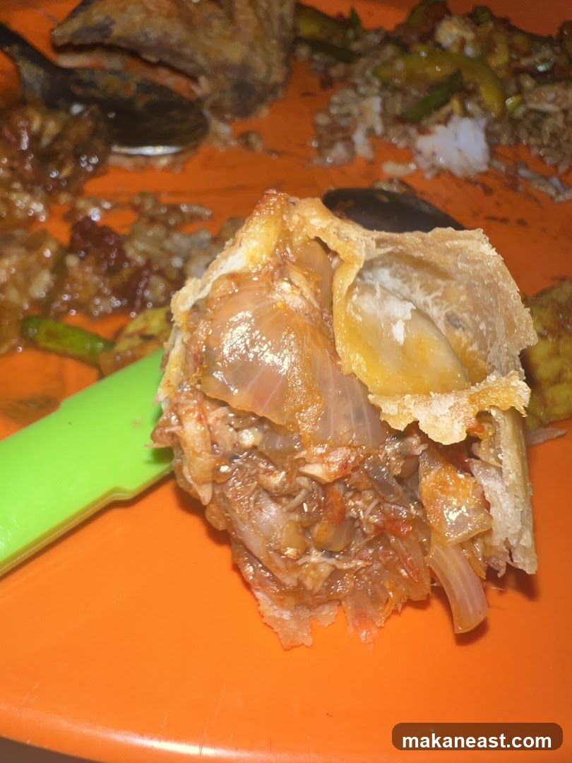 Close-up of a dish with filling