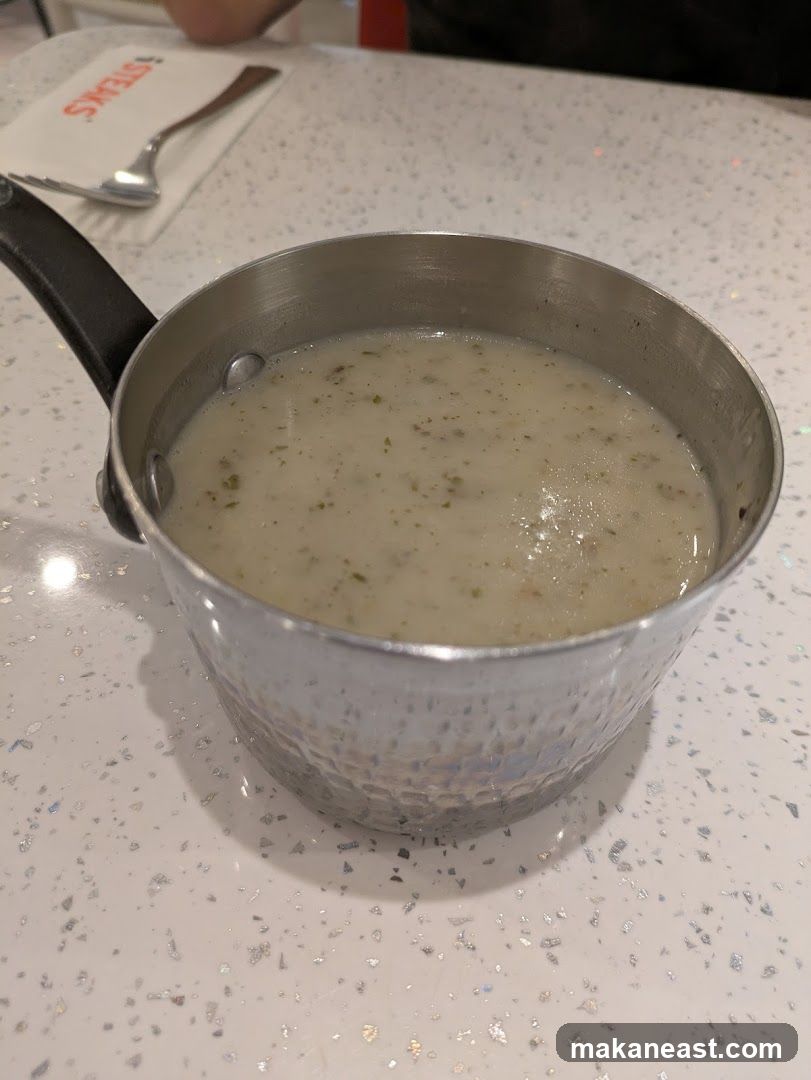 Creamy Soup in a Metal Pot