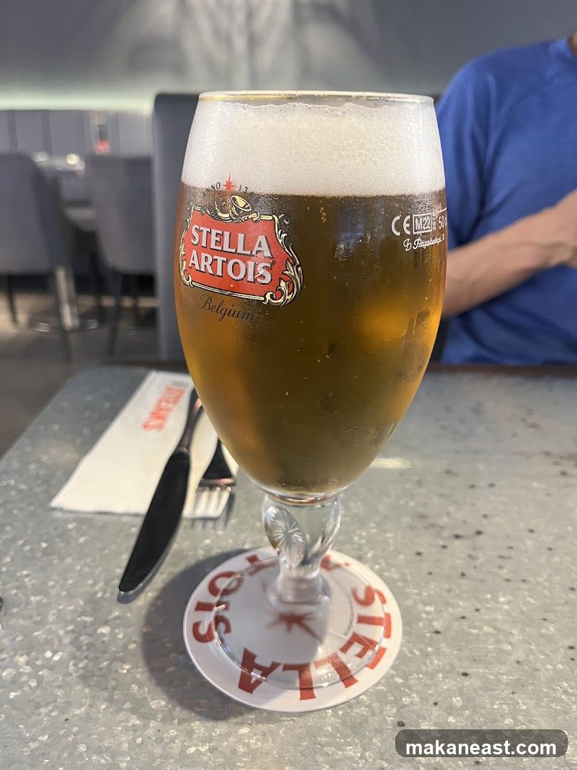 Glass of Stella Artois beer
