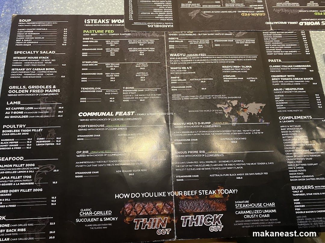iSteaks Menu