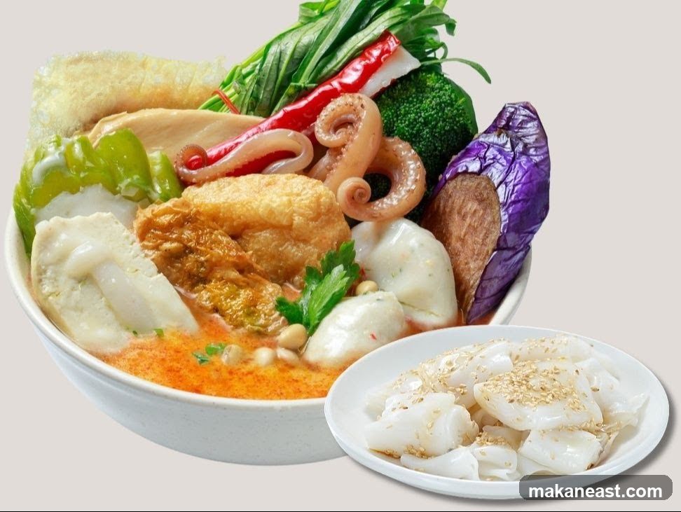 Spicy Noodle Soup with Seafood and Vegetables