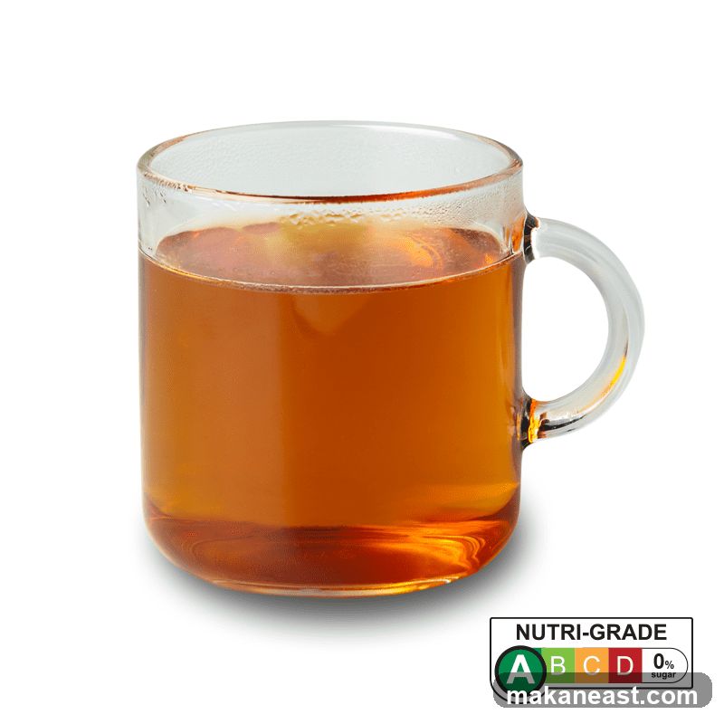 Glass mug of tea with Nutri-Grade label