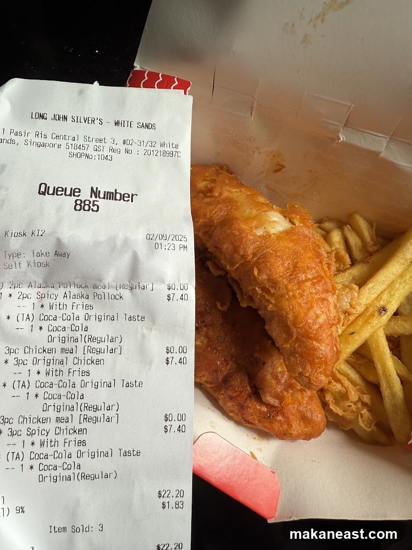 Long John Silver's Receipt and Food