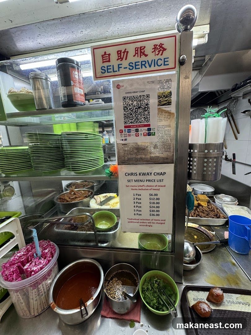 CHRIS KWAY CHAP SET MENU PRICE LIST