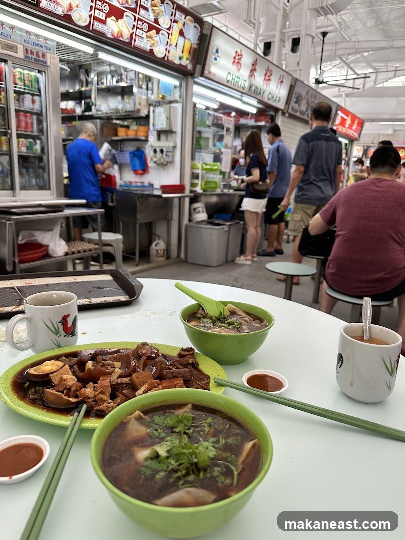 Food stall with customers