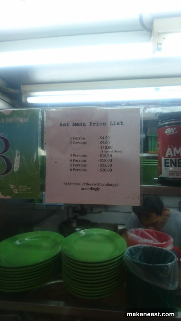 Set Menu Price List
