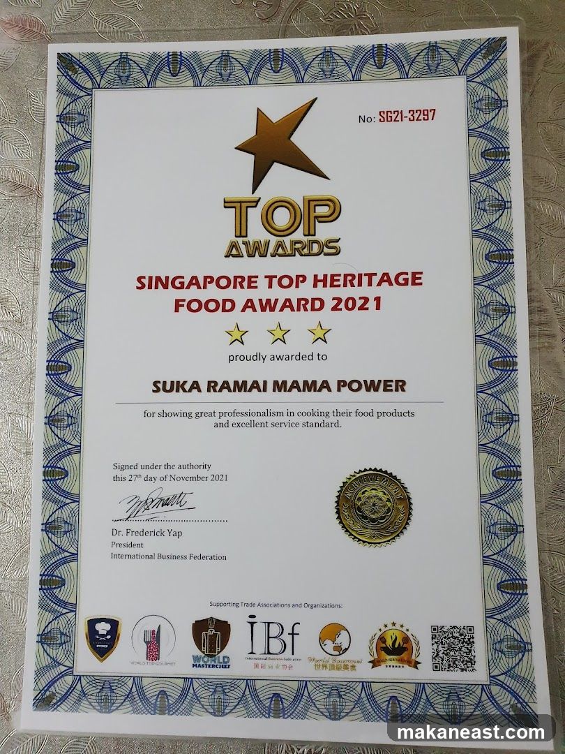 Singapore Top Heritage Food Award 2021