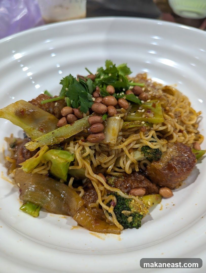 Noodle Dish with Peanuts and Broccoli