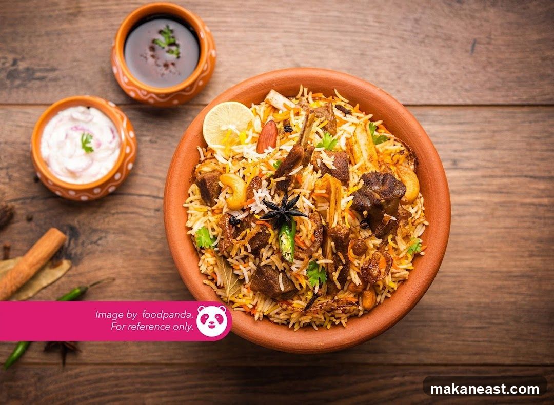 Lamb Biryani with Raita and Sauce