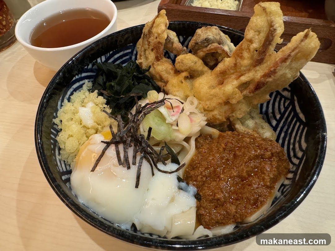 Udon with Tempura and Soft-Boiled Egg