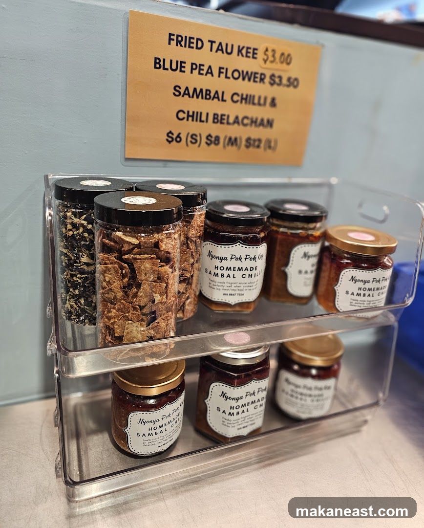 Jars of Sambal Chili and Other Condiments