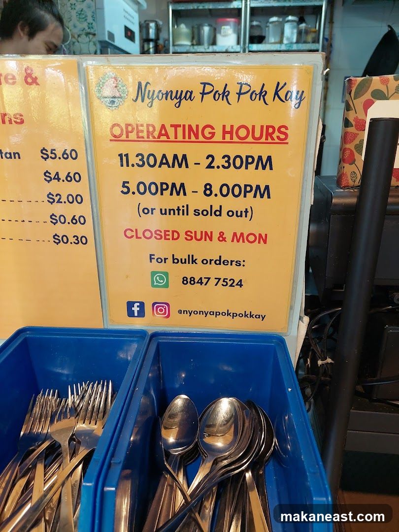 Nyonya Pok Pok Kay Operating Hours