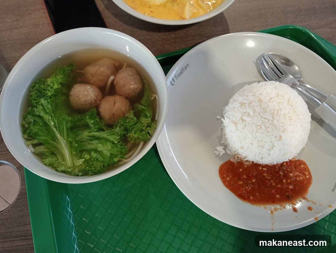 Food Tray with Rice and Soup