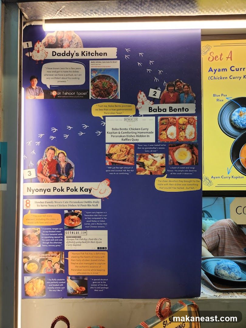 Daddy's Kitchen, Baba Bento, and Nyonya Pok Pok Kay Menu/Information Board