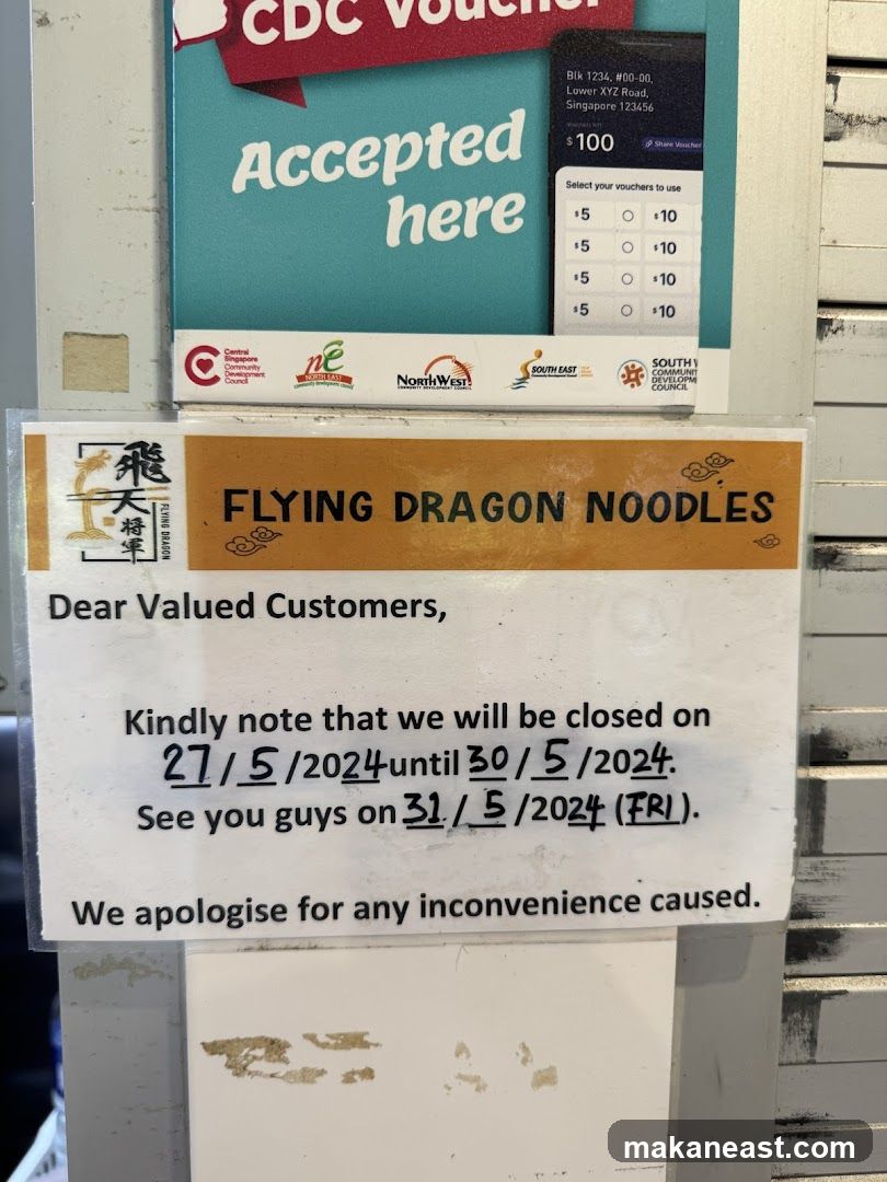 Flying Dragon Noodles Closure Notice
