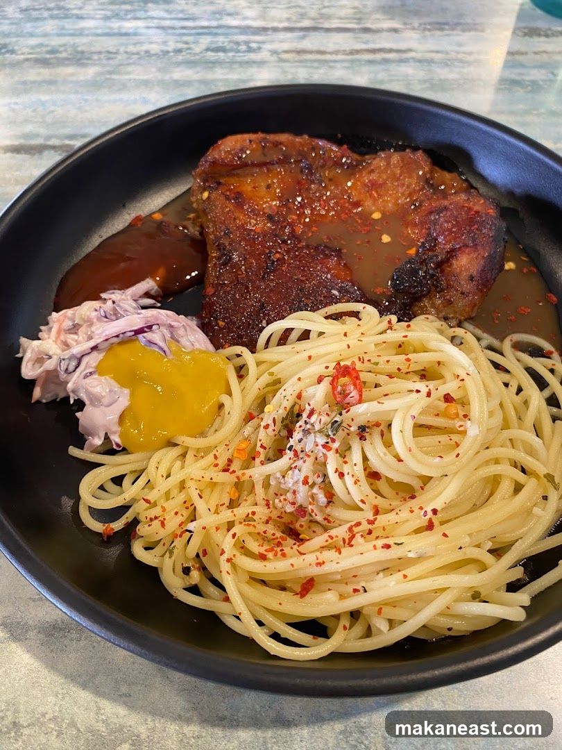 Spaghetti with Chicken and Coleslaw