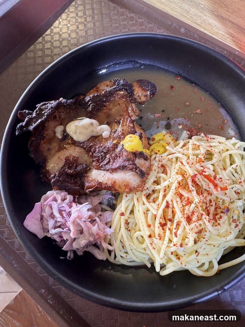 Grilled Chicken with Spaghetti and Coleslaw