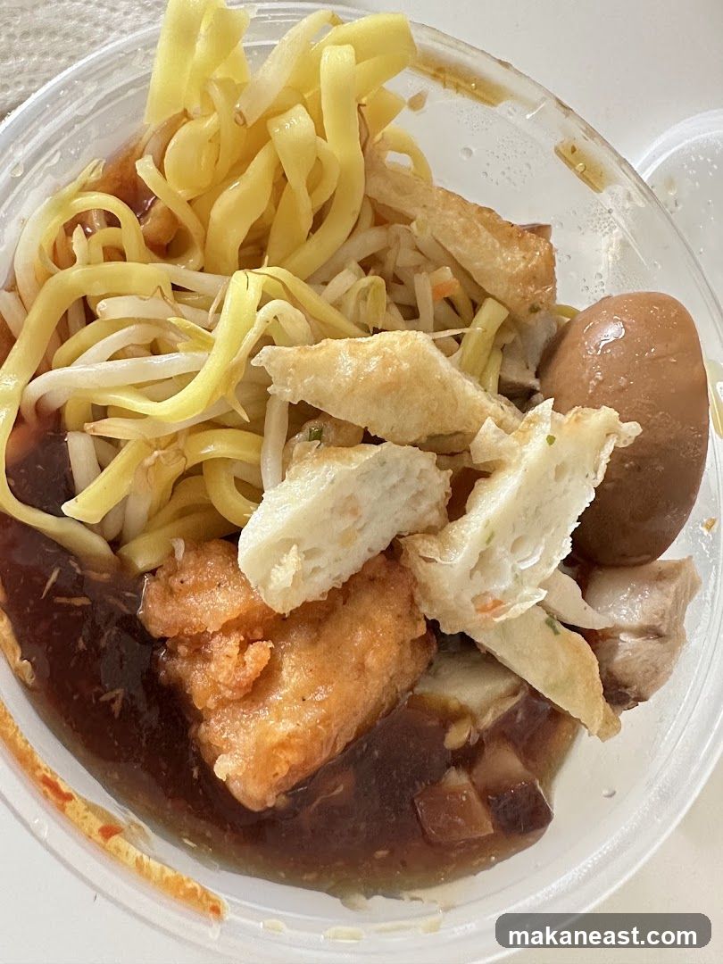 Noodles with toppings