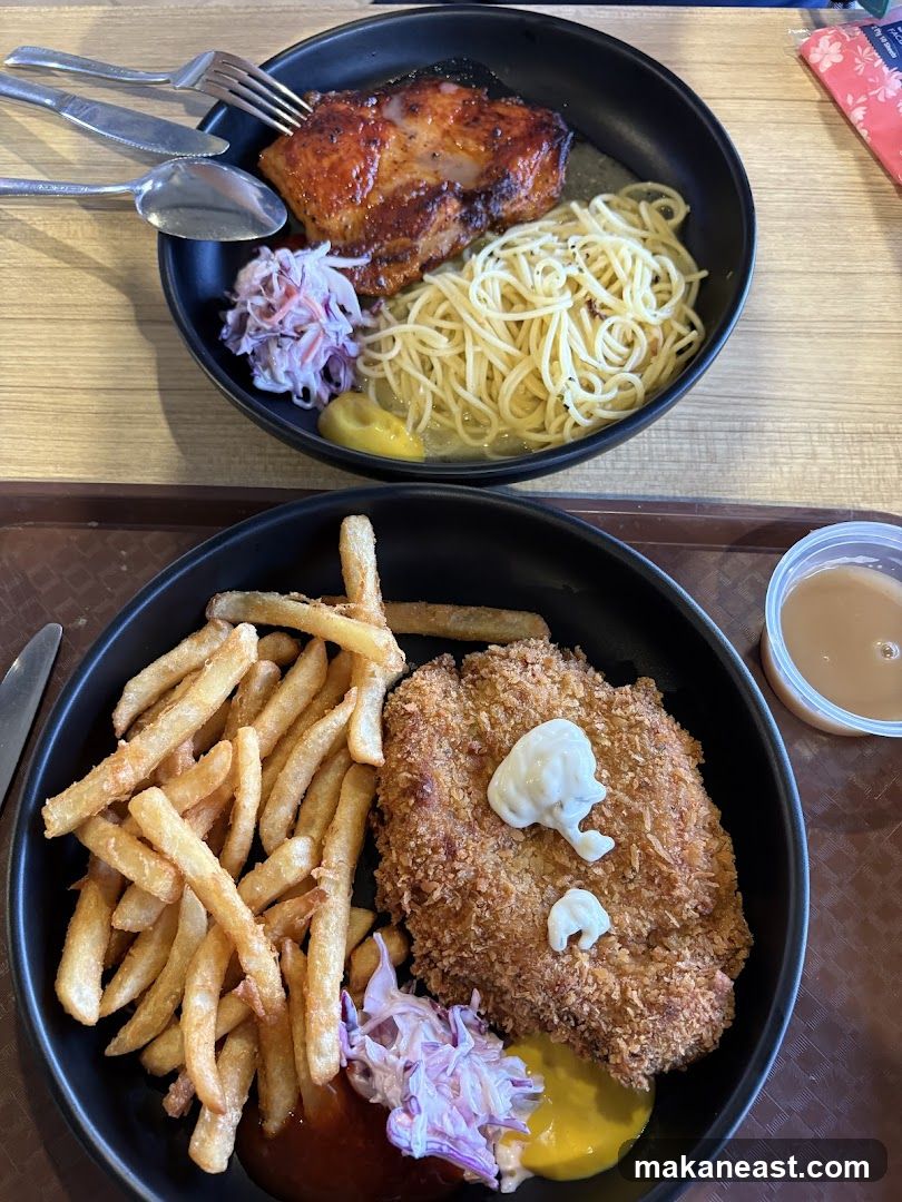 Two meals with meat and sides