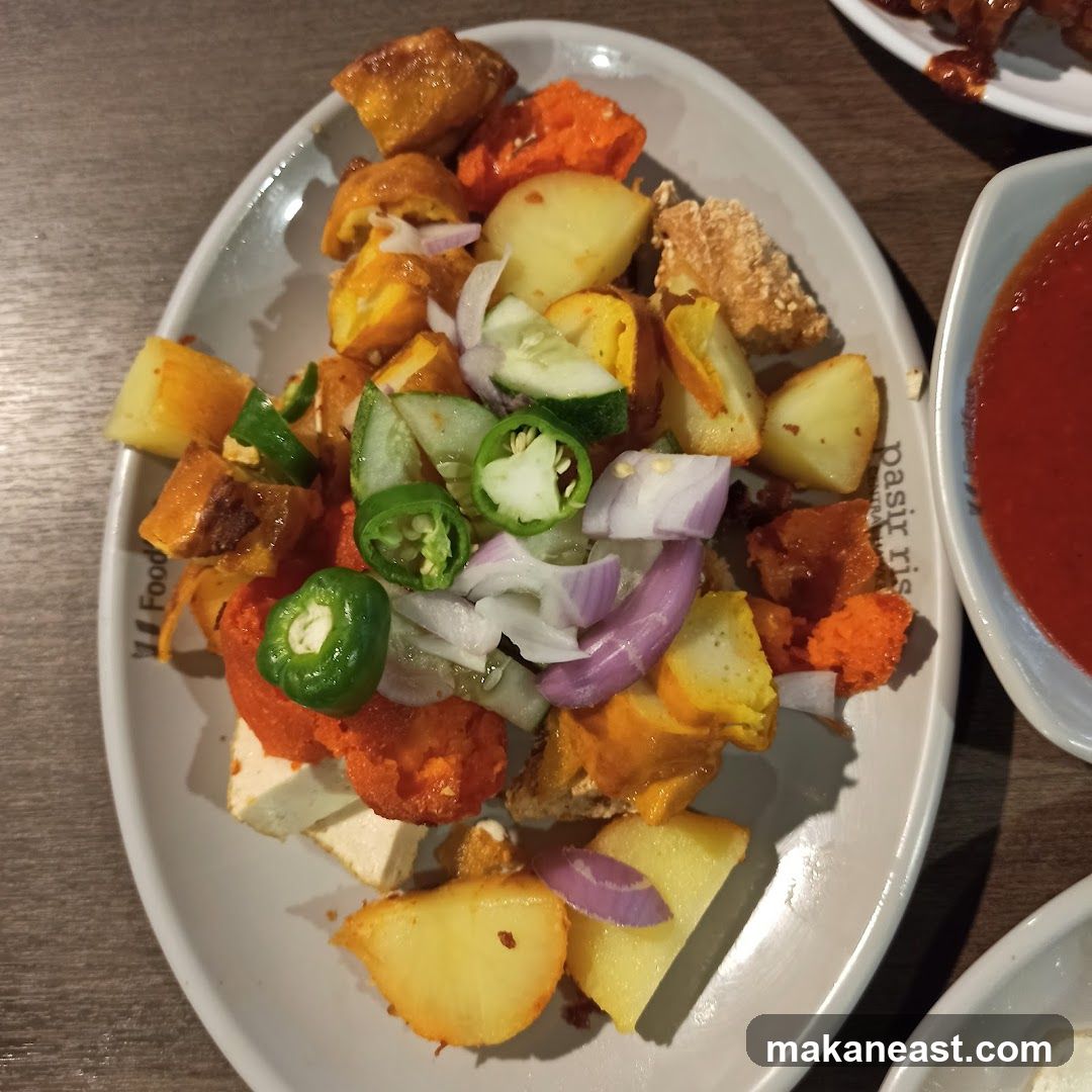 Plate of Food with Dipping Sauce