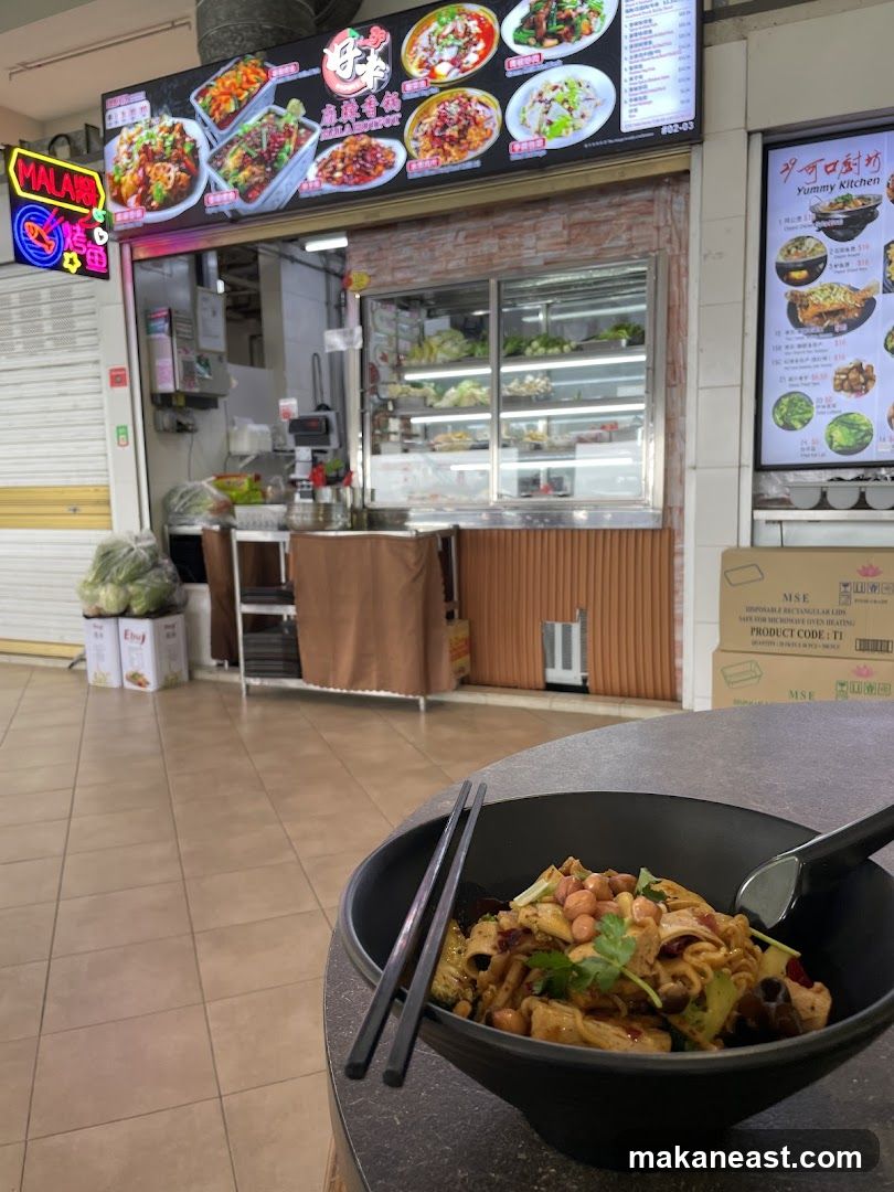 Food Stall with Menu and Dish